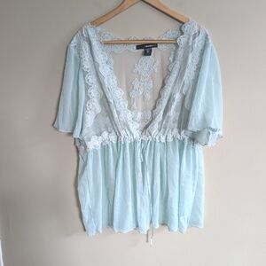 Vintage Denim 24/7 light blue sheer lace robe/cardigan/kimono size 30W